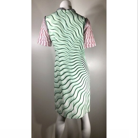Mary Katrantzou Lurex Embellished Print Dress, Green / Pink, Size 2 US / 6 UK - Picture 5 of 9